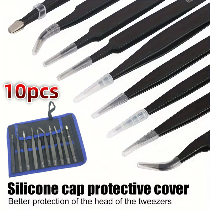 Electronics Repair Parts - 10Pcs ESD Anti‑Static Tweezers Set Stainless