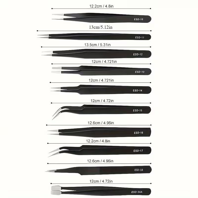 10Pcs ESD Anti‑Static Tweezers - Electronics Repair Parts 评论和价格